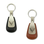 C8 Leather Teardrop Keychain