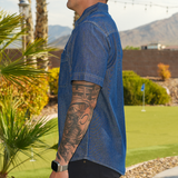 RF C8 Men's Short Sleeve Denim Button Up