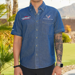 RF C8 Men's Short Sleeve Denim Button Up