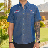 RF C8 Men's Short Sleeve Denim Button Up